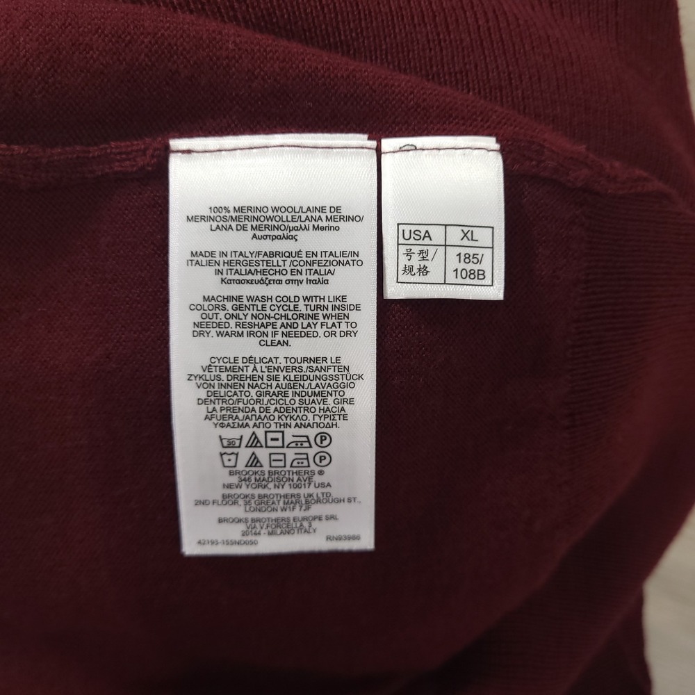 Brooks Brothers Italian Merino Wool Sweater Vest Men XL V-Neck Academia Teacher - Picture 6 of 12